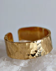 Hammered Gold Wide Cigar Band Ring