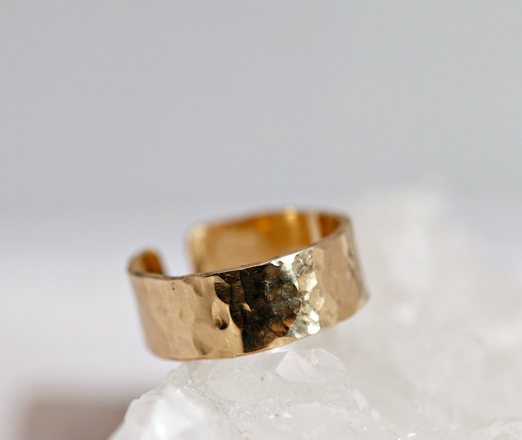 Hammered Gold Wide Band Ring