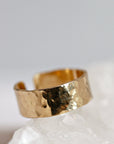 Hammered Gold Wide Band Ring