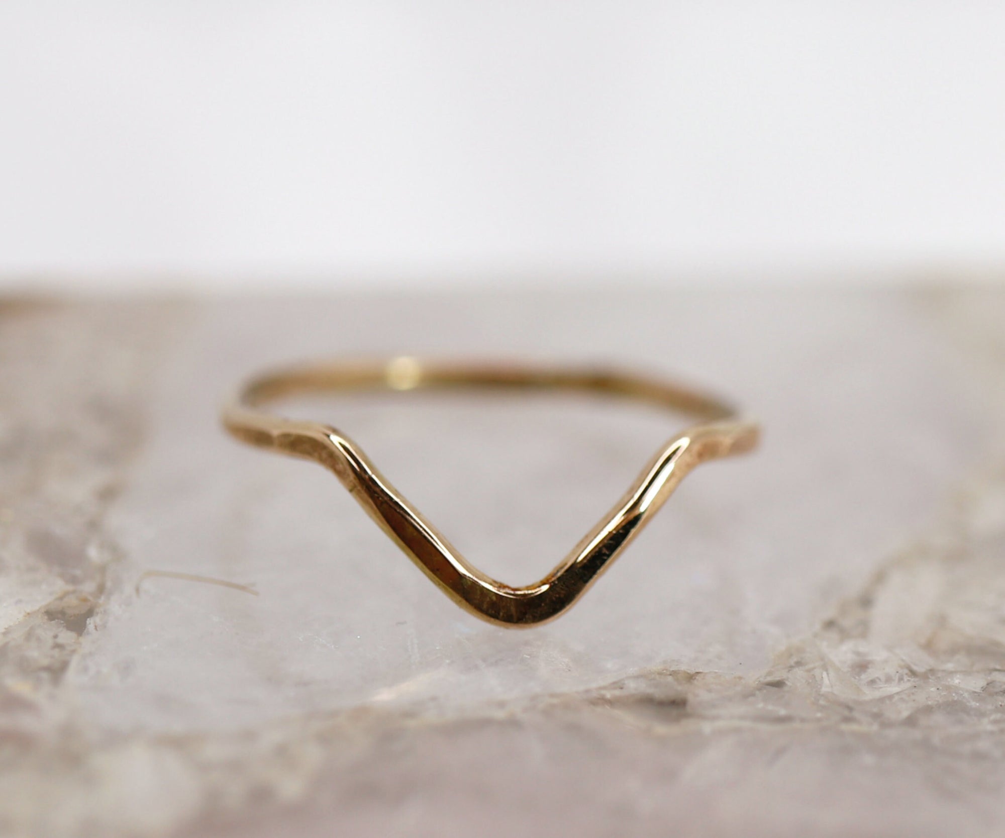 Gold Filled Chevron Ring, Curved Band Ring