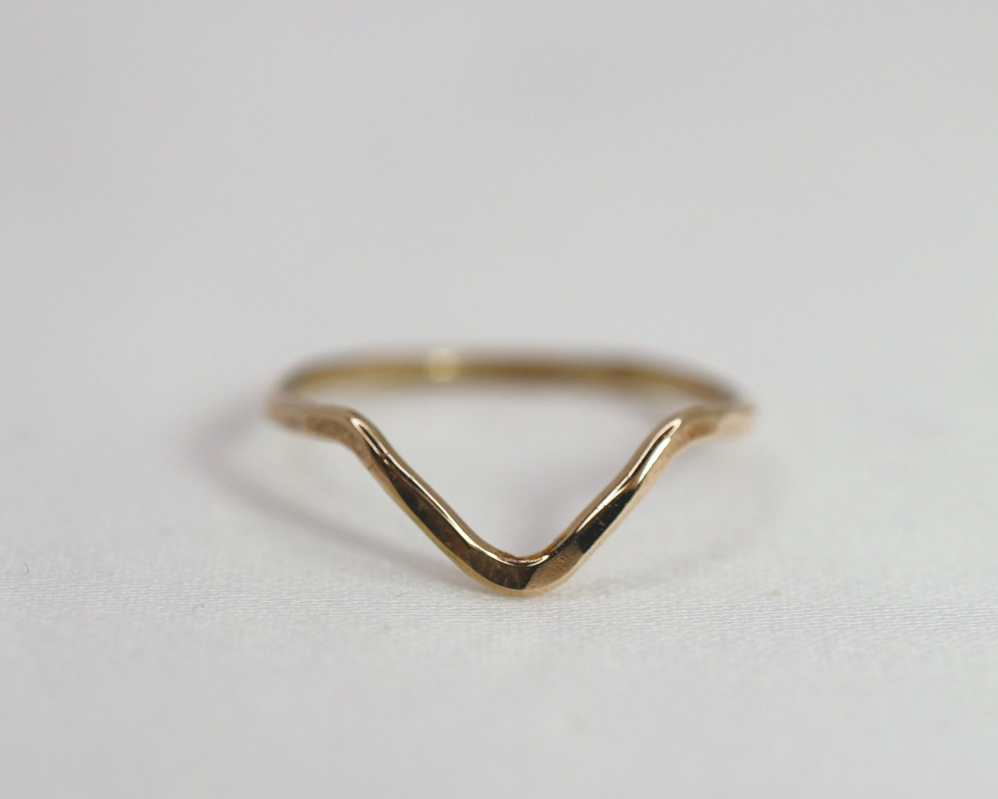 Gold Filled Chevron Ring, Curved Band Ring