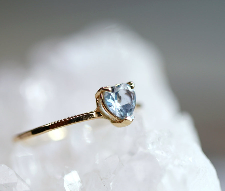 Heart Cut Aquamarine Ring 14k Gold