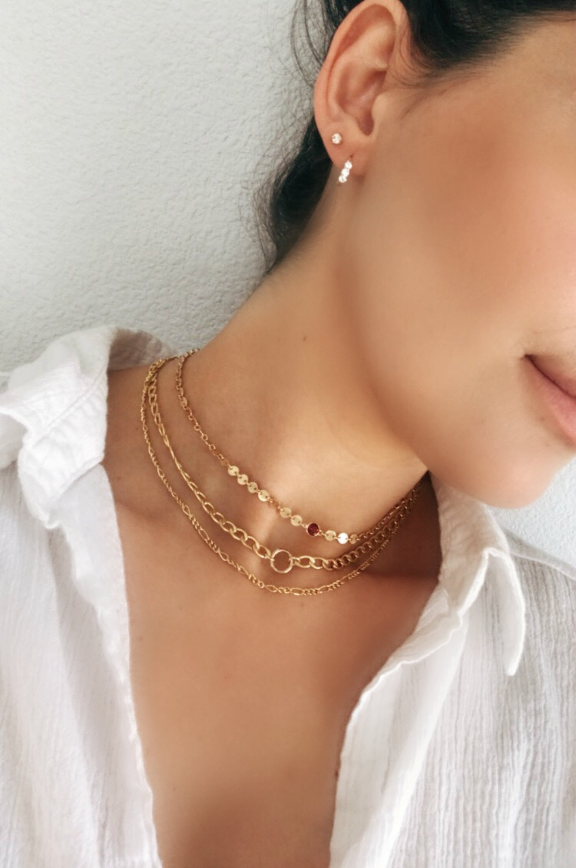 Gold Dainty Figaro Chain Choker Necklace