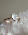 14k Gold Pear Cut Rainbow Moonstone Ring