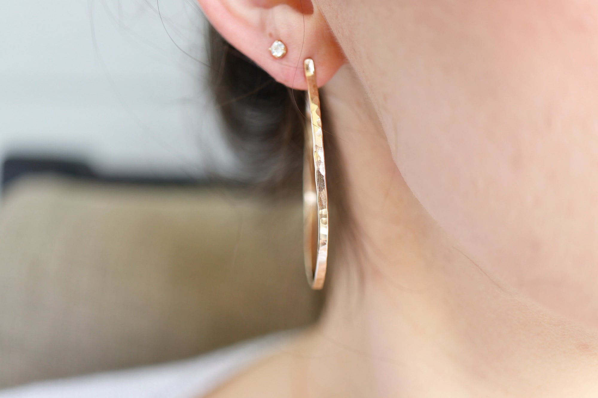 2 Inch Gold Hoop Earrings, Lightweight Gold Hoops