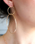 Extra Large Double Hoop Earrings, Silver or Gold Filled