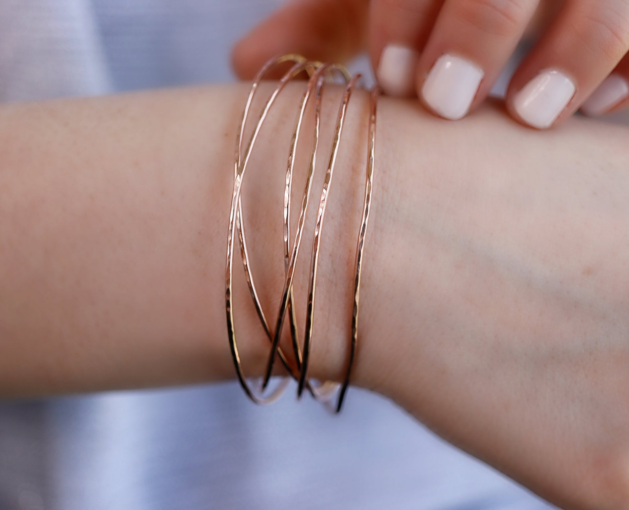 Rose Gold Hammered Open Cuff Bracelet