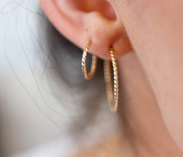 Gold Twisted Hoop Earrings, Dainty Gold Hoop Earrings