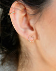 Hammered Gold Circle Stud Earrings