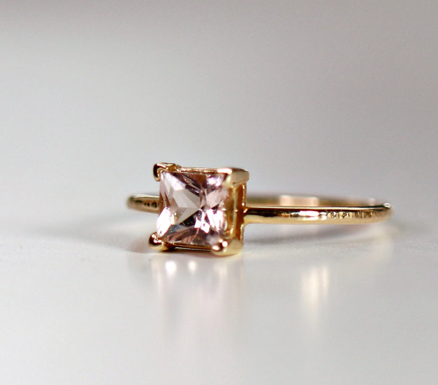14k Gold Princess Cut Morganite Ring
