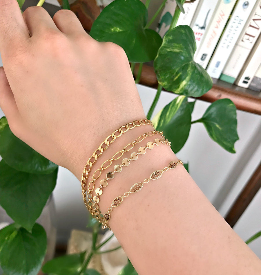 14k Gold Filled Chain Bracelets, Gold Chunky Bracelet