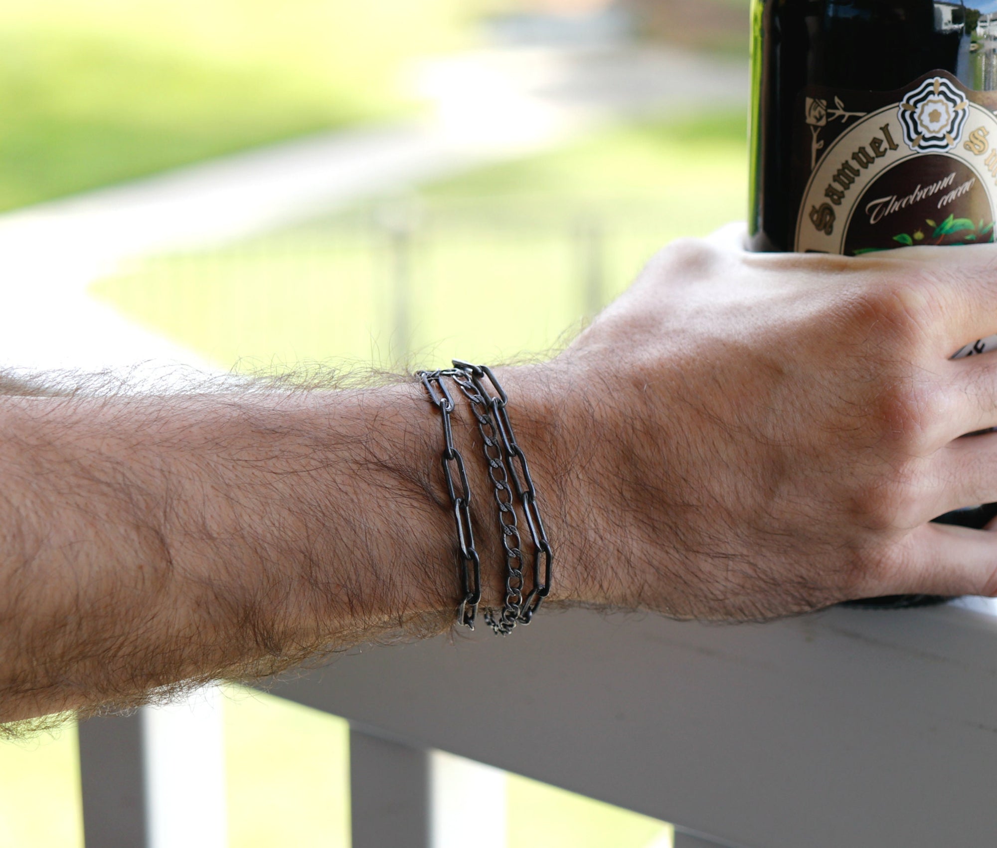 Boyfriend Chain Bracelet, Black Oxidized Silver Chain Bracelet For Men