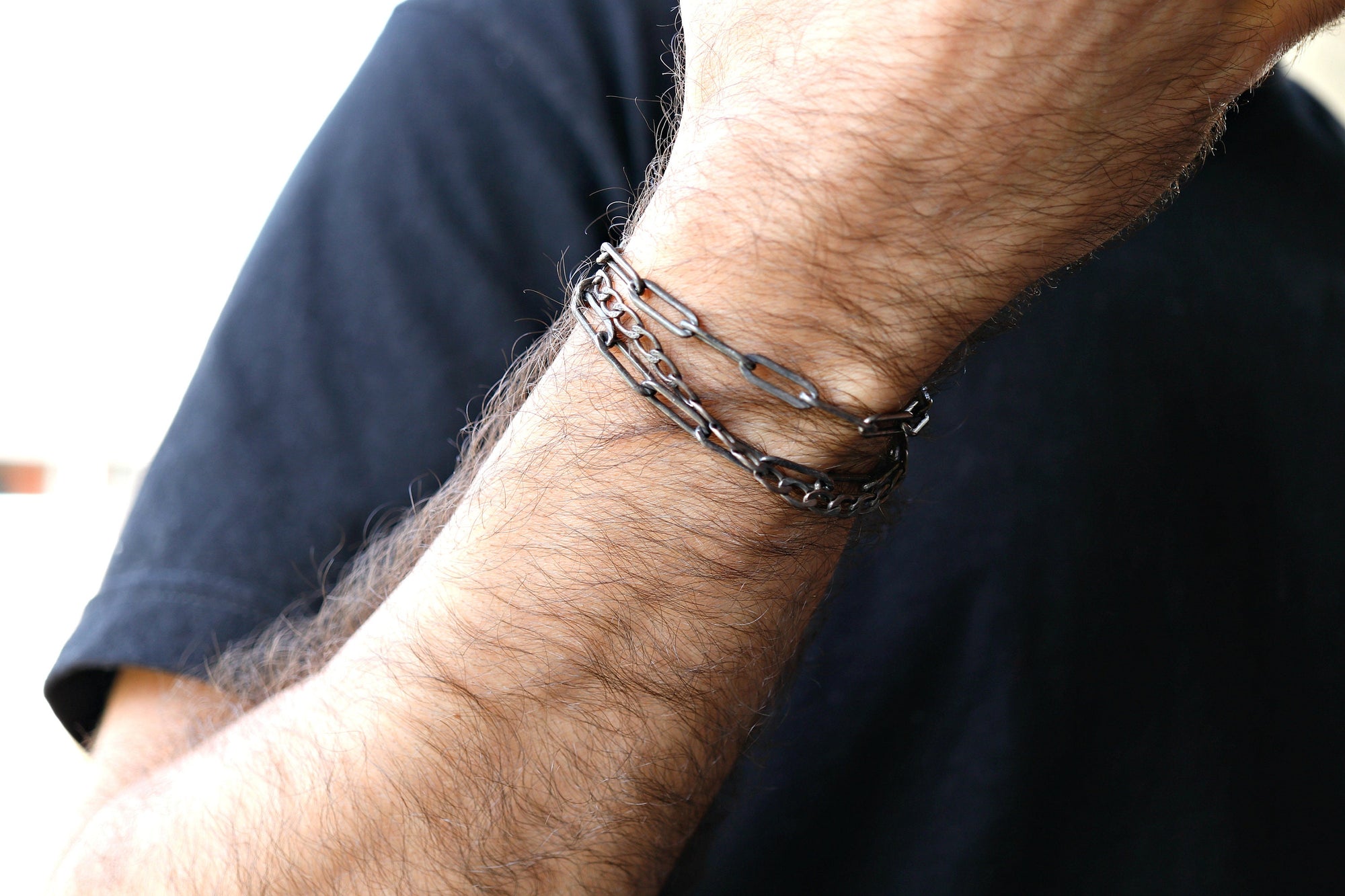 Boyfriend Chain Bracelet, Black Oxidized Silver Chain Bracelet For Men