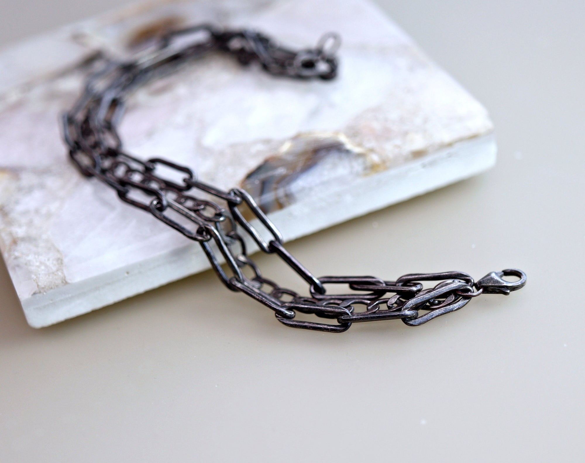 Boyfriend Chain Bracelet, Black Oxidized Silver Chain Bracelet For Men