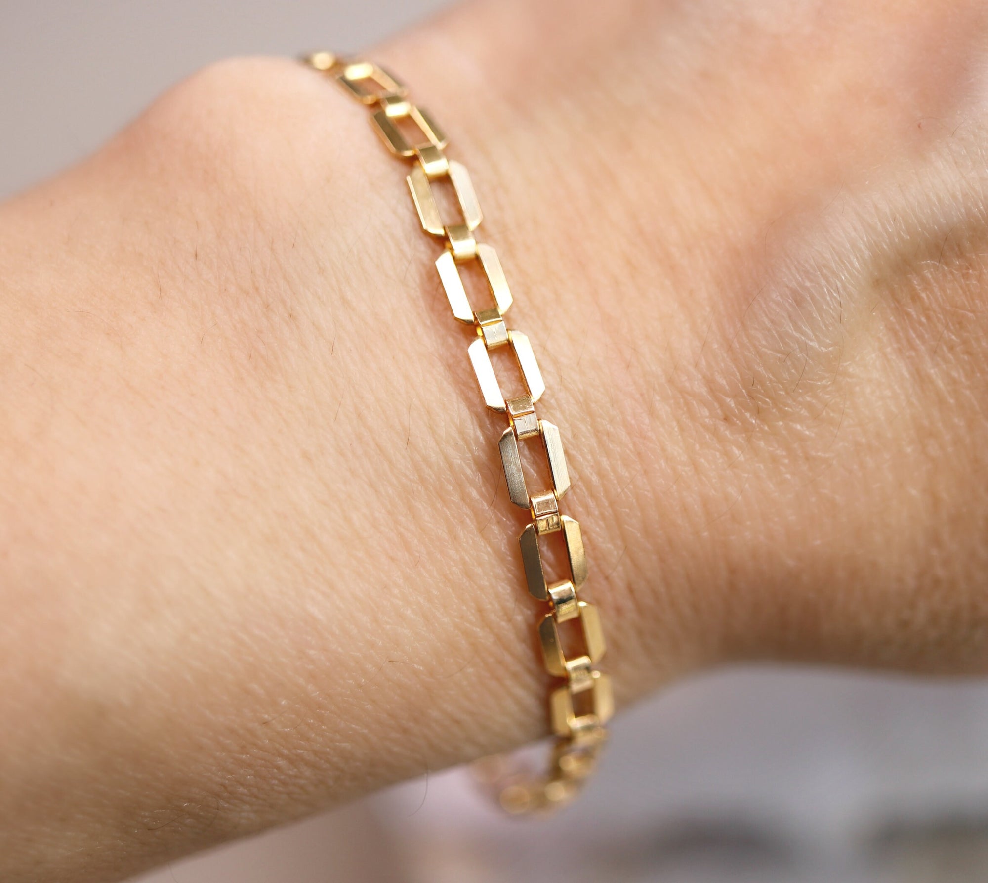 Gold Filled Chunky Rectangle Chain Bracelet