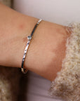 Aquamarine Bracelet in Sterling Silver, Hammered Silver Cuff Bracelet