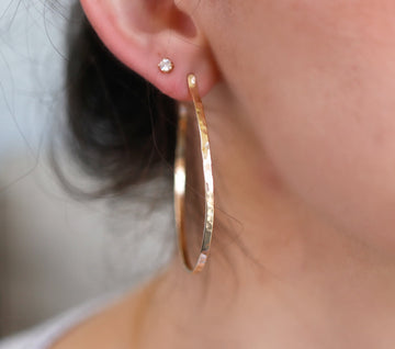 Earrings on the ear.