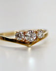 Chevron Wedding Band Three Stone Diamond Ring
