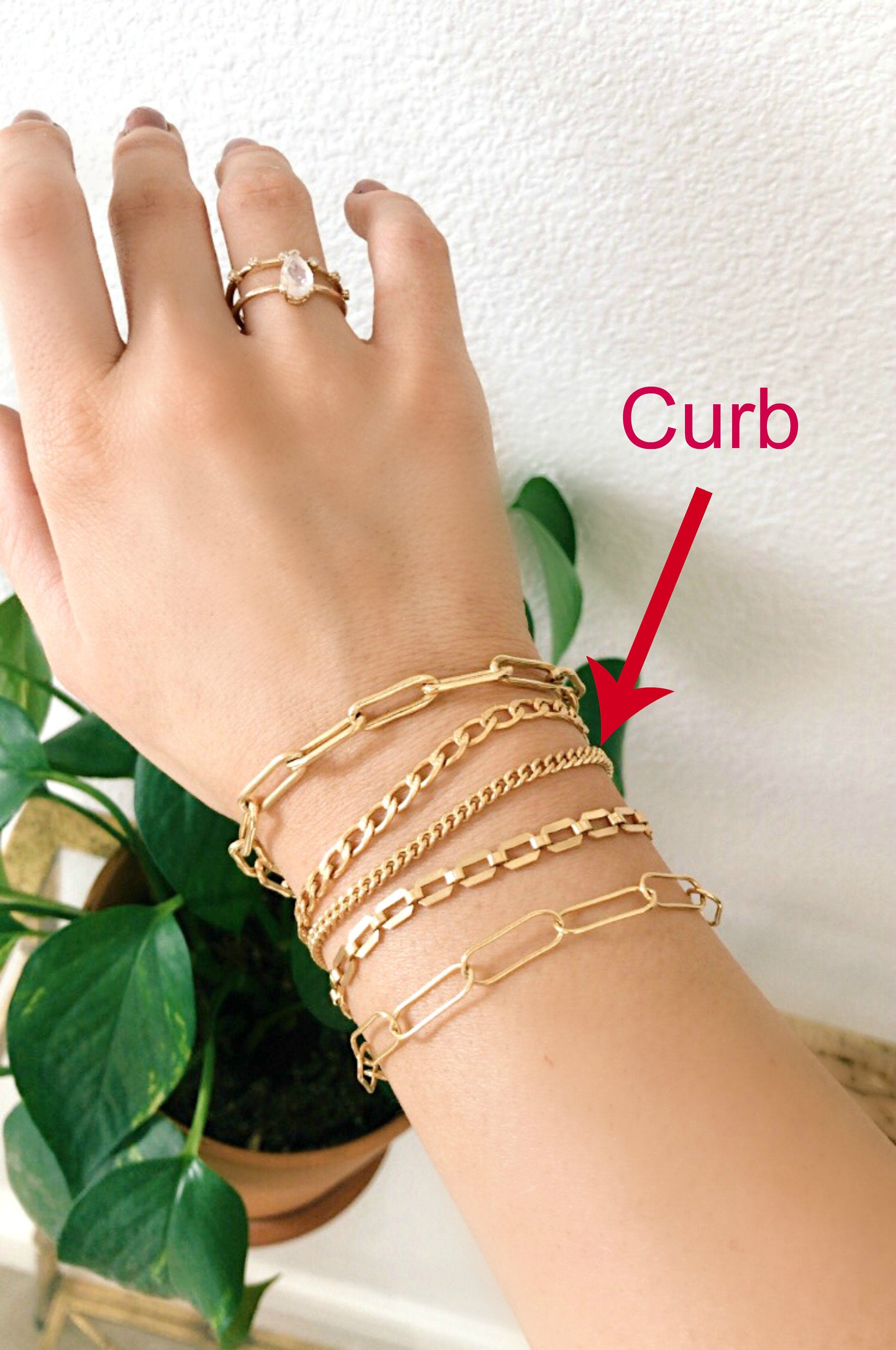 Gold Curb Chain Bracelet