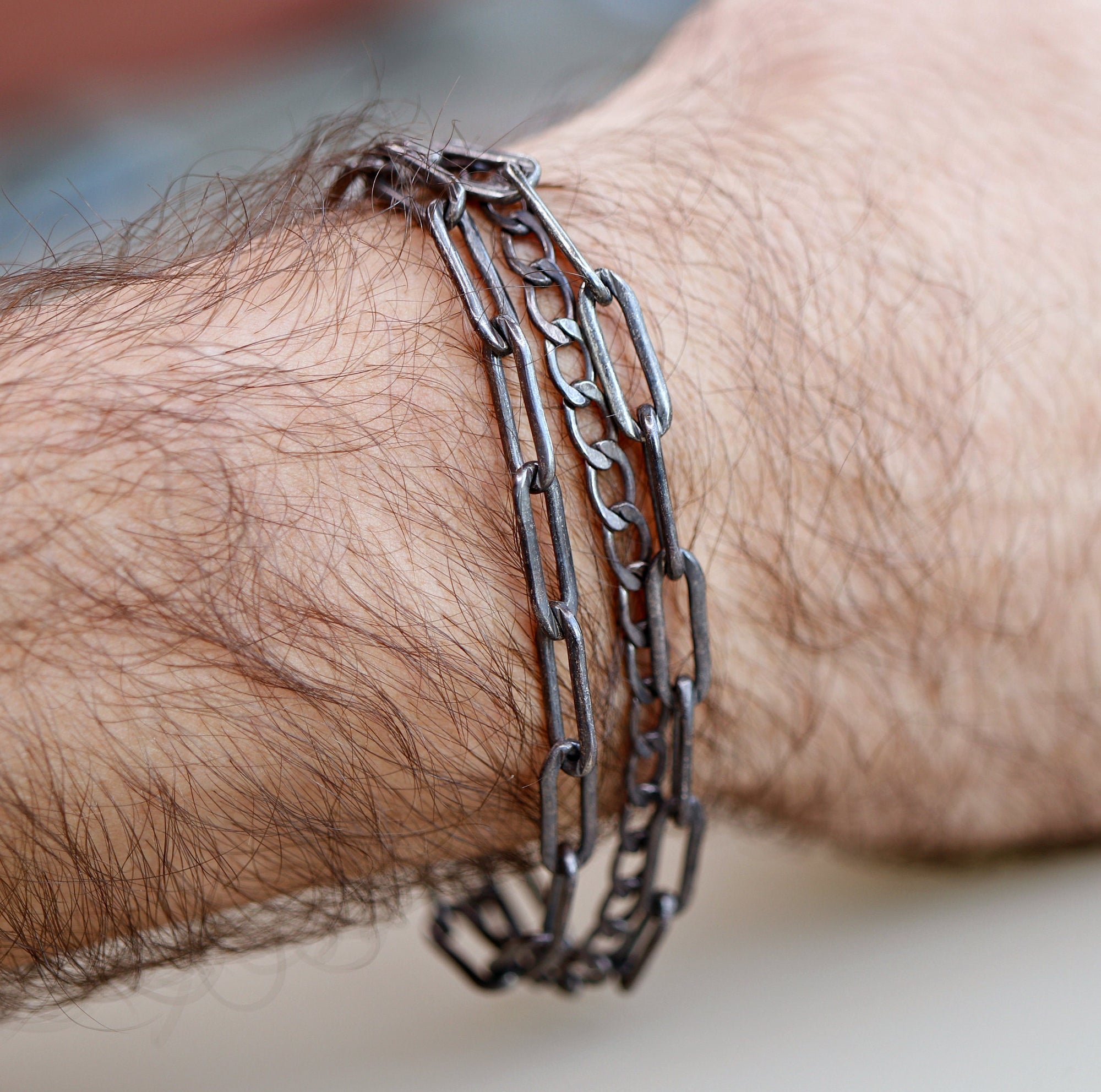 Boyfriend Chain Bracelet, Black Oxidized Silver Chain Bracelet For Men