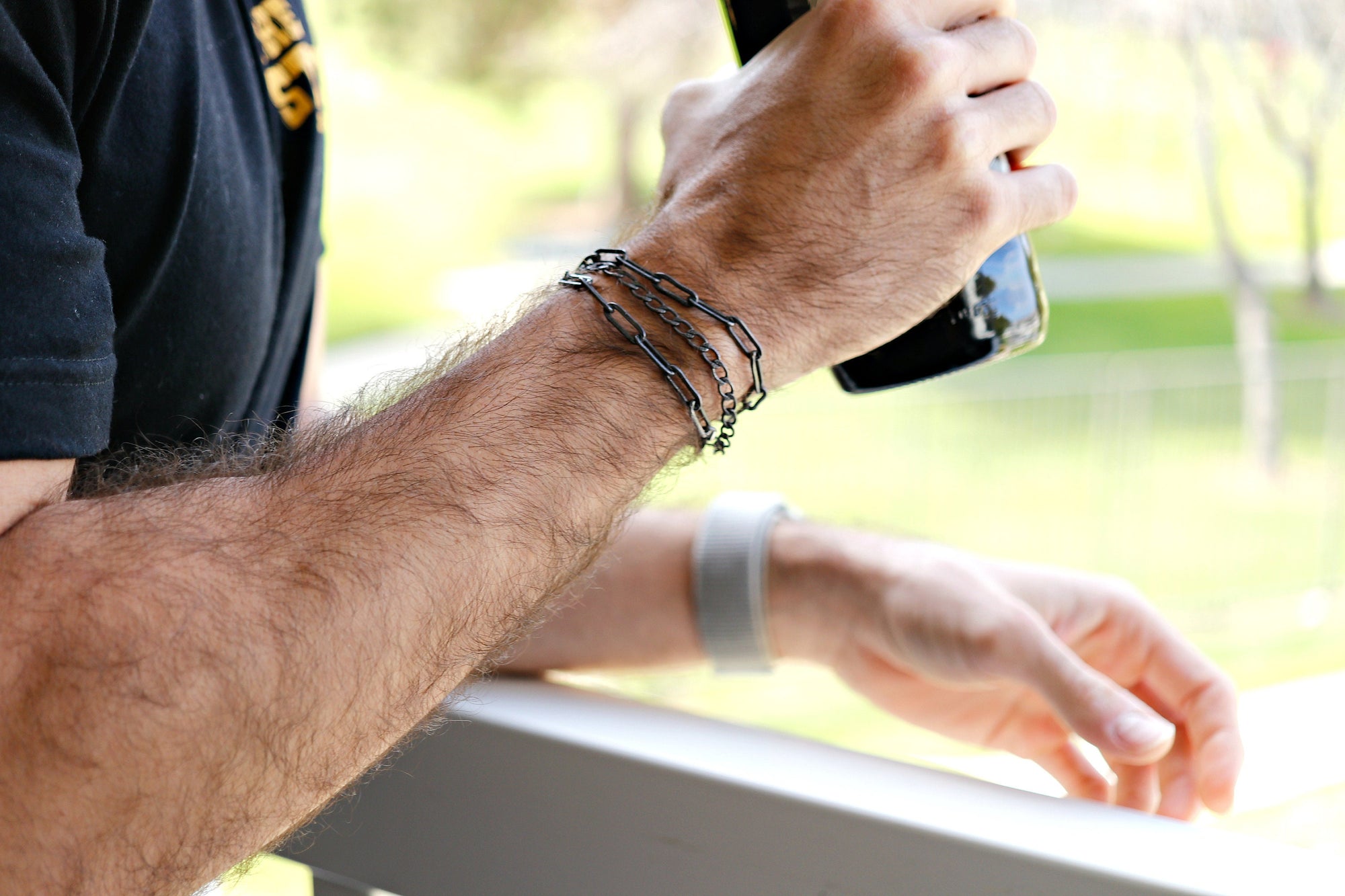 Boyfriend Chain Bracelet, Black Oxidized Silver Chain Bracelet For Men