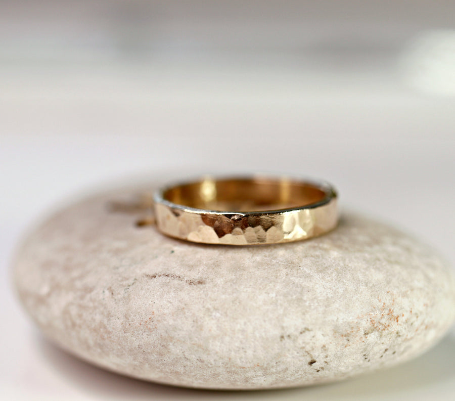 Hammered Gold Filled Ring, 3mm or 4mm Wide Band
