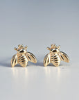 14k Gold Bee Stud Earrings, Bee Earrings,