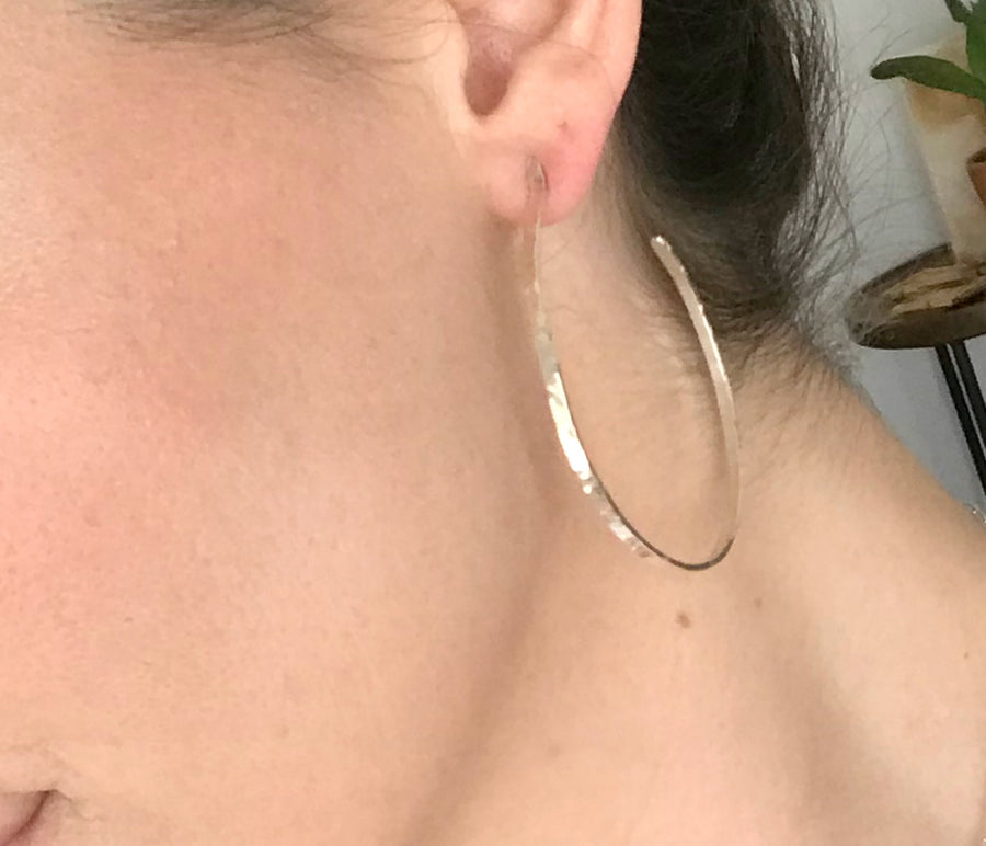 Sterling Silver Large Hoop Earrings 2 Inch
