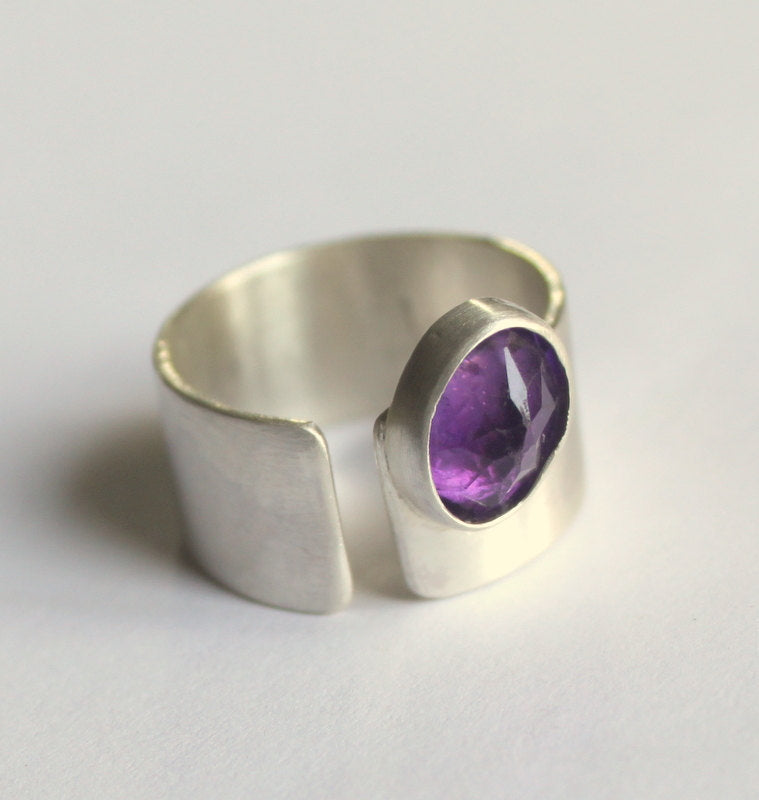 Sterling Silver Amethyst Ring, February Birthday Gift