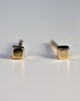 14k Gold Cube Stud Earrings