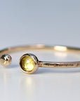 14k Gold Peridot Open Cuff Ring, August Birthstone Ring
