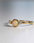 Diamond and Opal Engagement Ring 14k Solid Gold