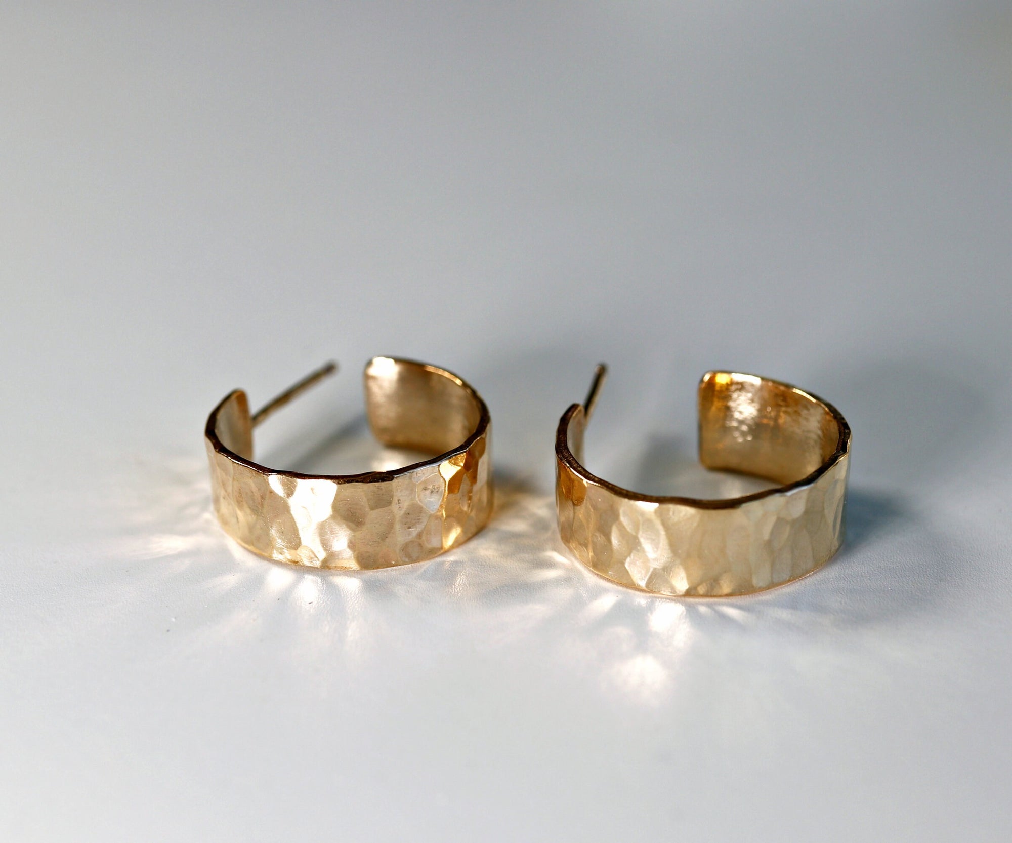 Chunky Gold Hoops, Hammered Gold Thick Hoop Earrings