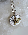 Bumble Bee Necklace Sterling Silver with Gold Filled Queen Bee