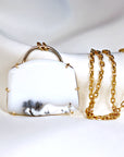 14k Gold Prong Dendritic Opal Necklace