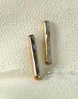 Minimal Simple Hammered Bar Stud Earrings Gold Filled