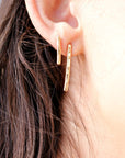 Hammered Gold Bar Stud Earrings