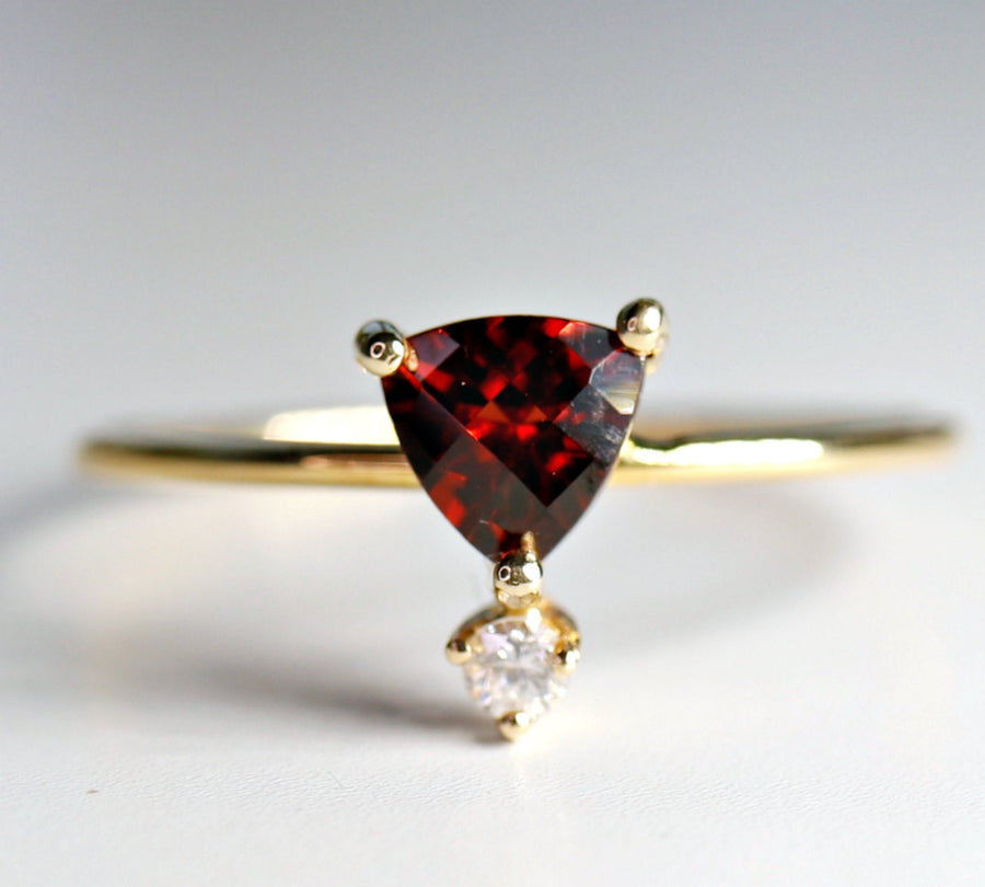 Diamond Garnet Ring 14k Gold
