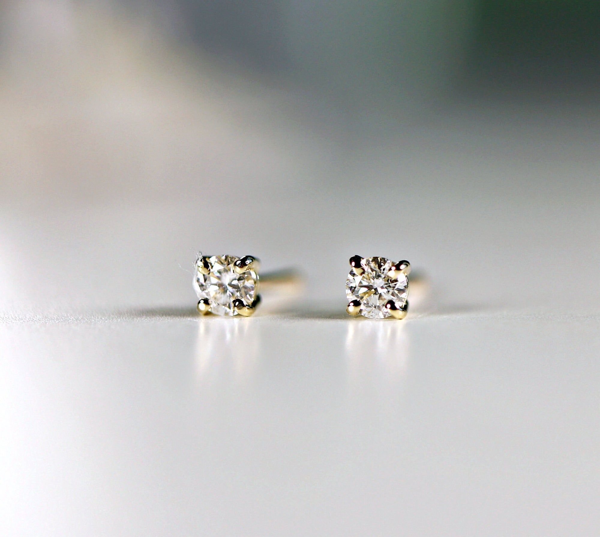 14k Gold Diamond Stud Earrings, 0.25 ct Diamond Earrings Solid Gold