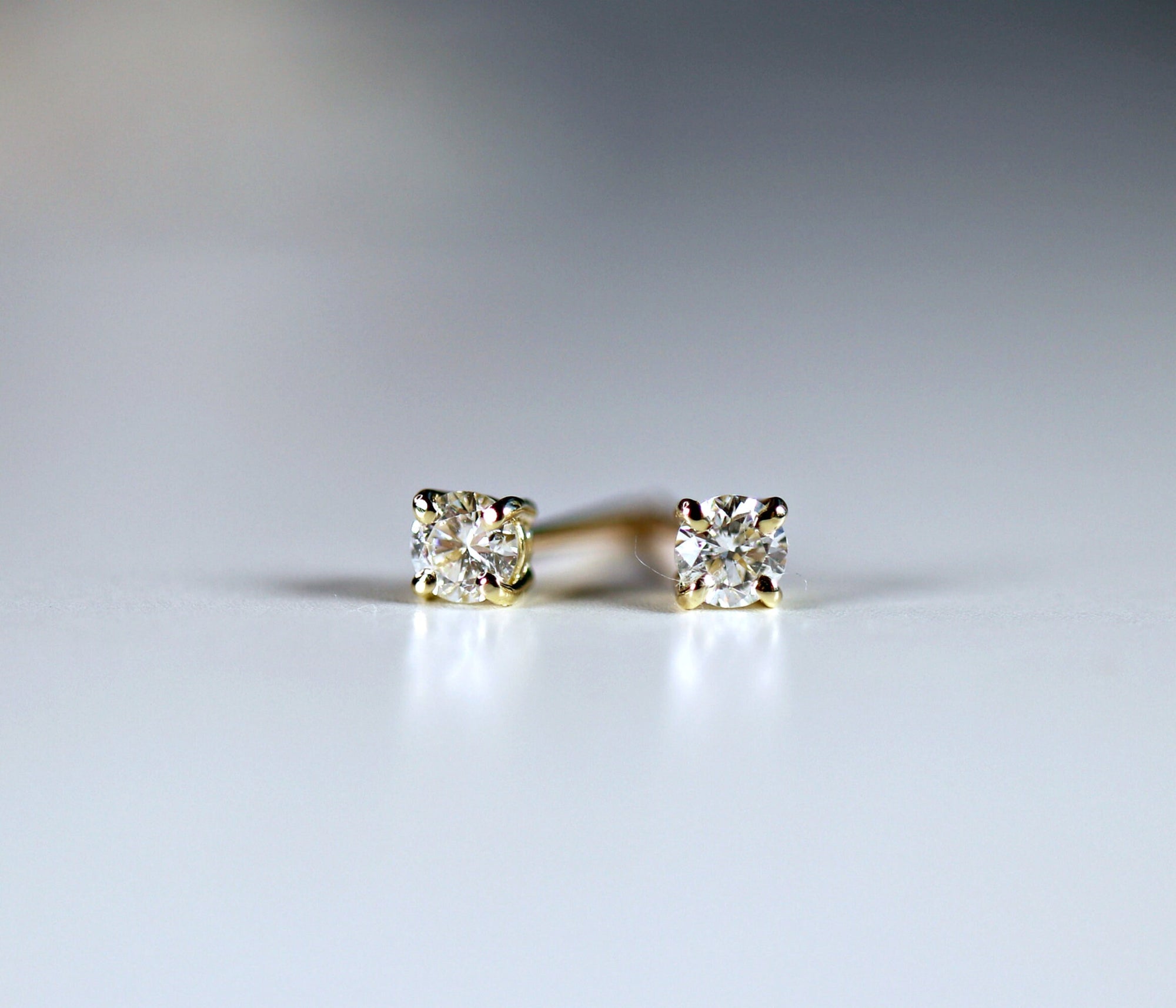 14k Gold Diamond Stud Earrings, 0.25 ct Diamond Earrings Solid Gold