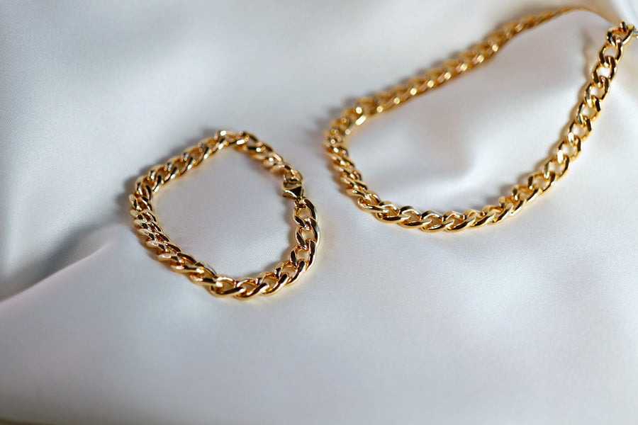 7.5mm Thick Gold Filled Curb Chain Bracelet