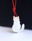 Cat Pendant Necklace, Cat Lover Gift, Mr. Cat Pendant, Red Leather Cat Necklace, Cat Charm