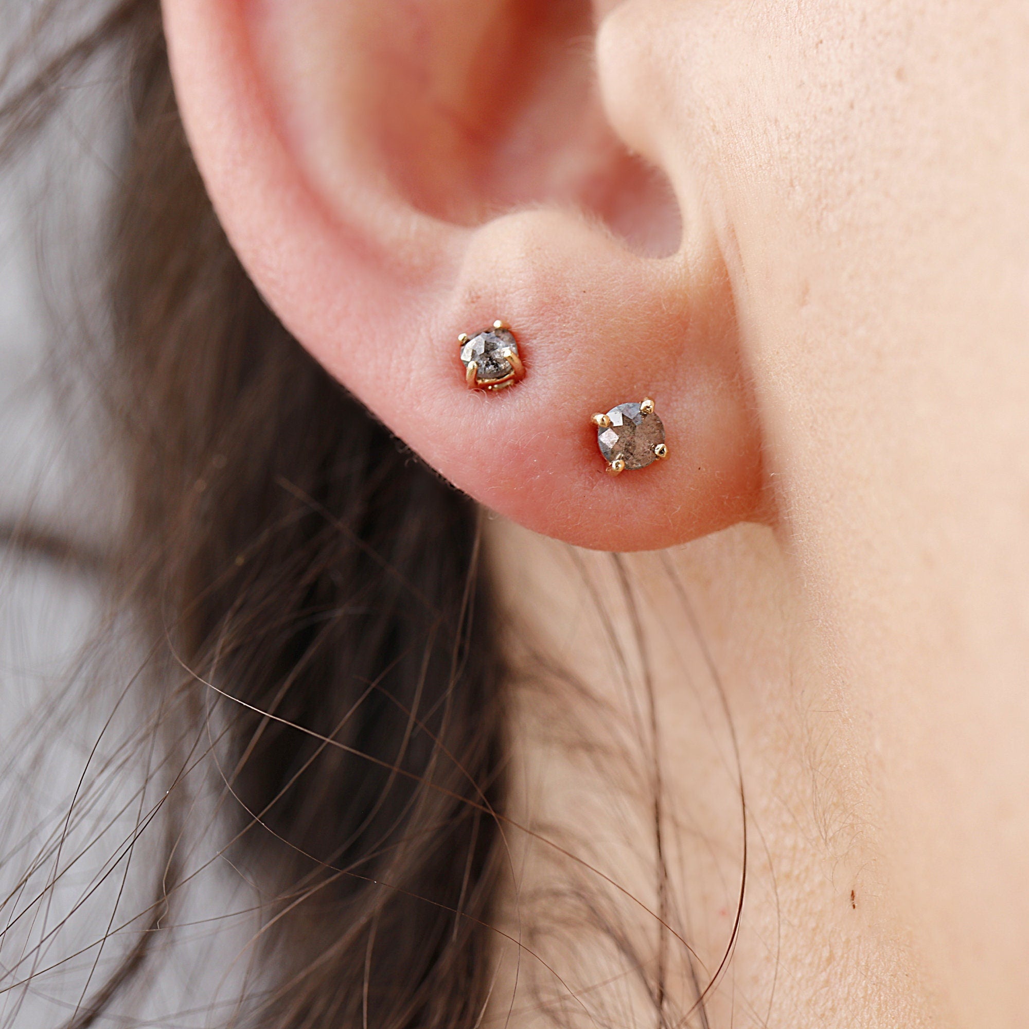 Salt and Pepper Diamond Stud Earrings