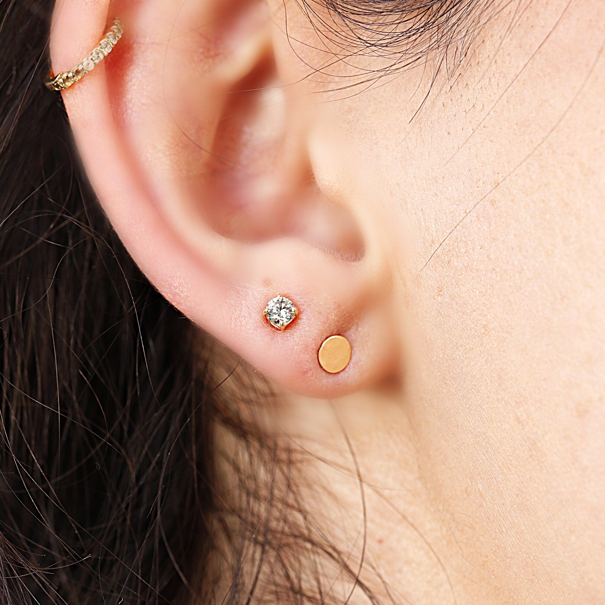 Grey Diamond Earrings 14k Gold