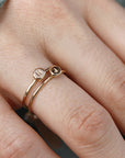 Gold Initial Ring, Solid 14k Gold Rustic Pebble Ring