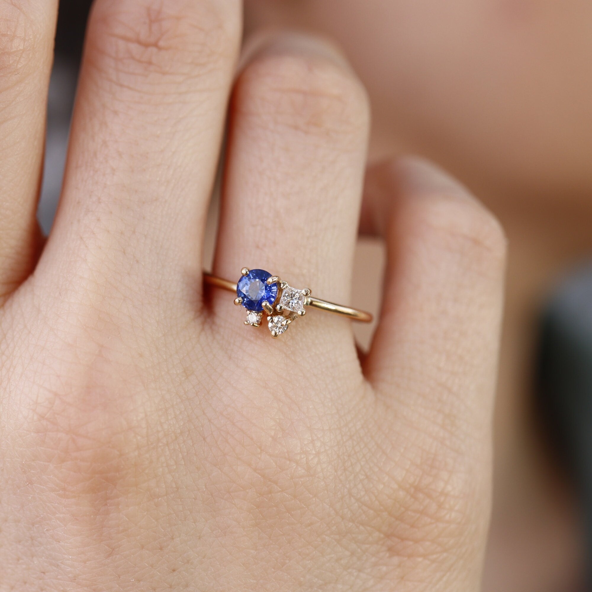 Sapphire Cluster Engagement Ring