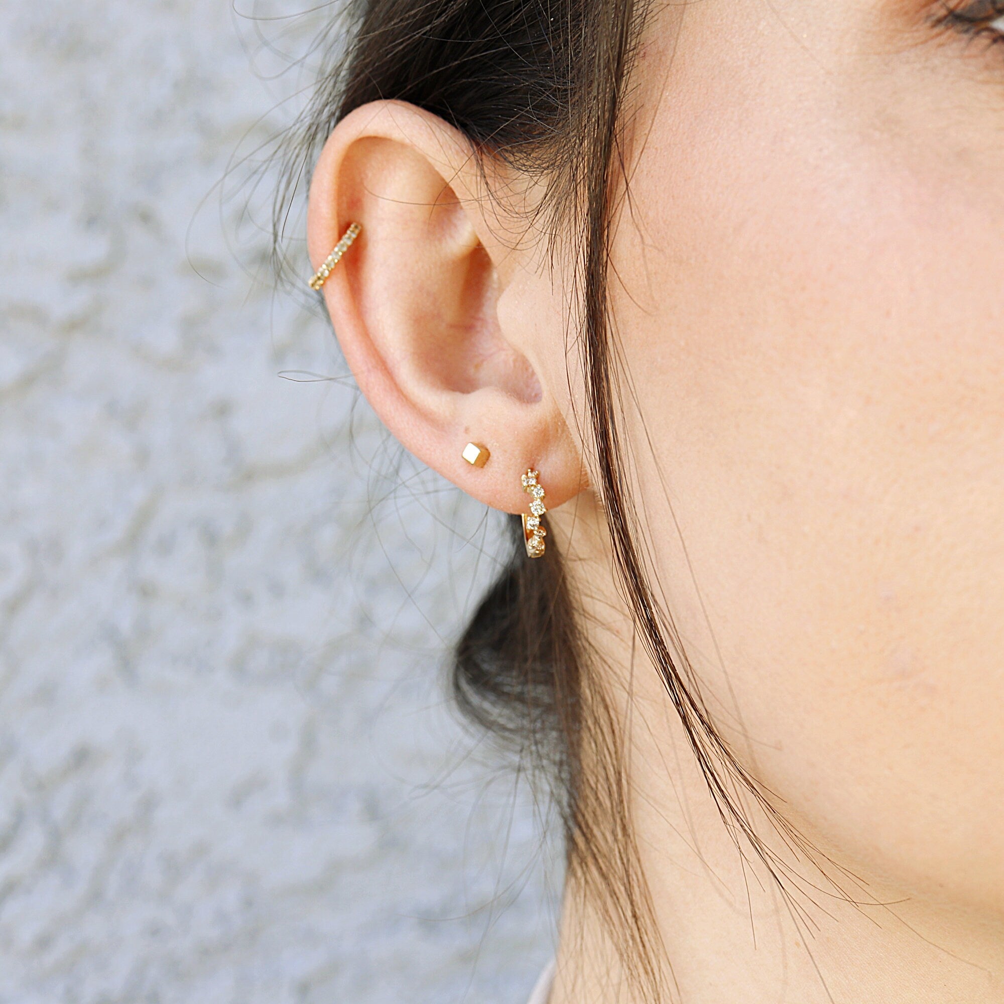 14k Diamond Huggie Hoop Earrings - Melt'm Jewelry