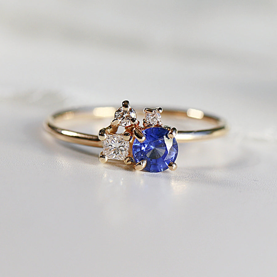 Sapphire Cluster Engagement Ring
