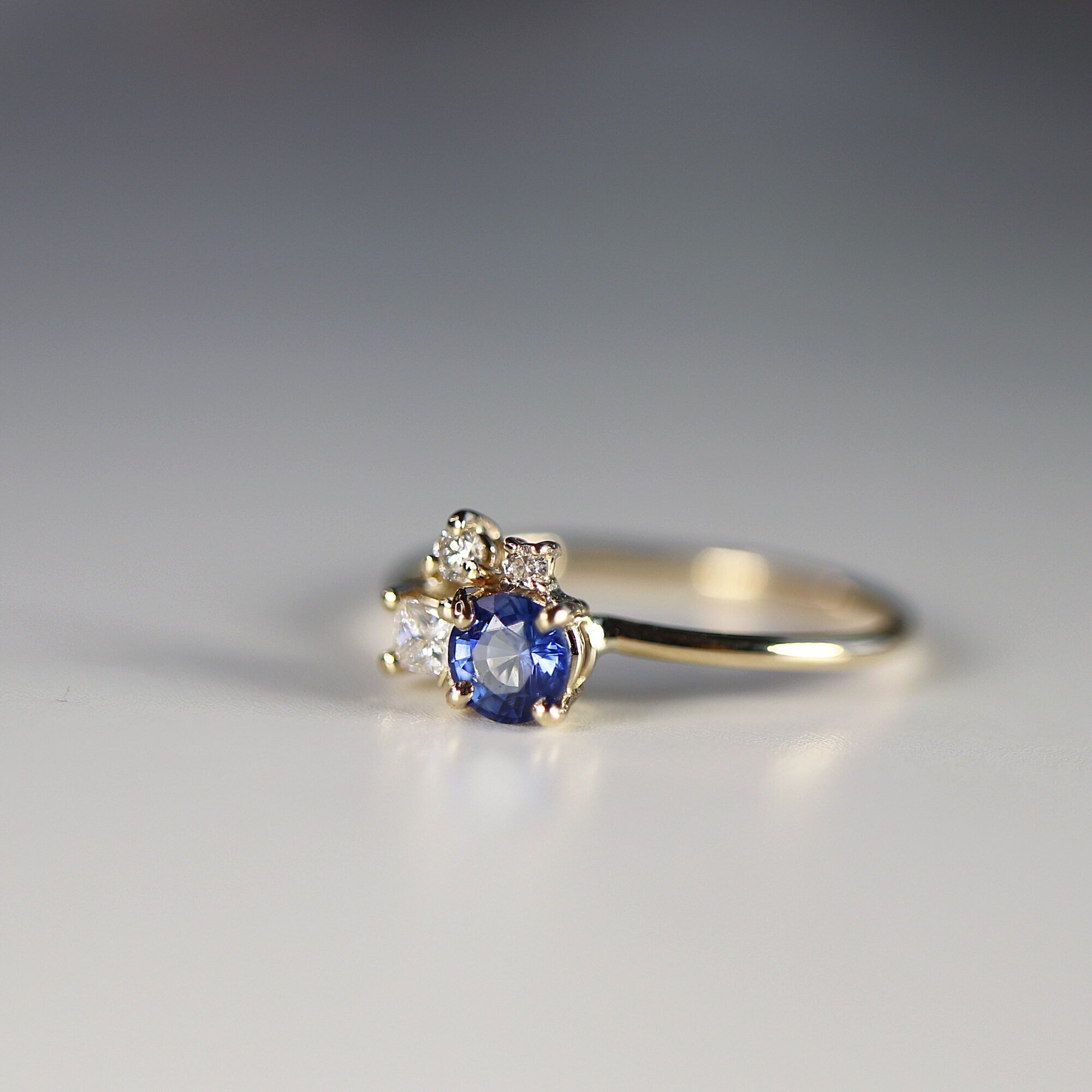 Sapphire Cluster Engagement Ring