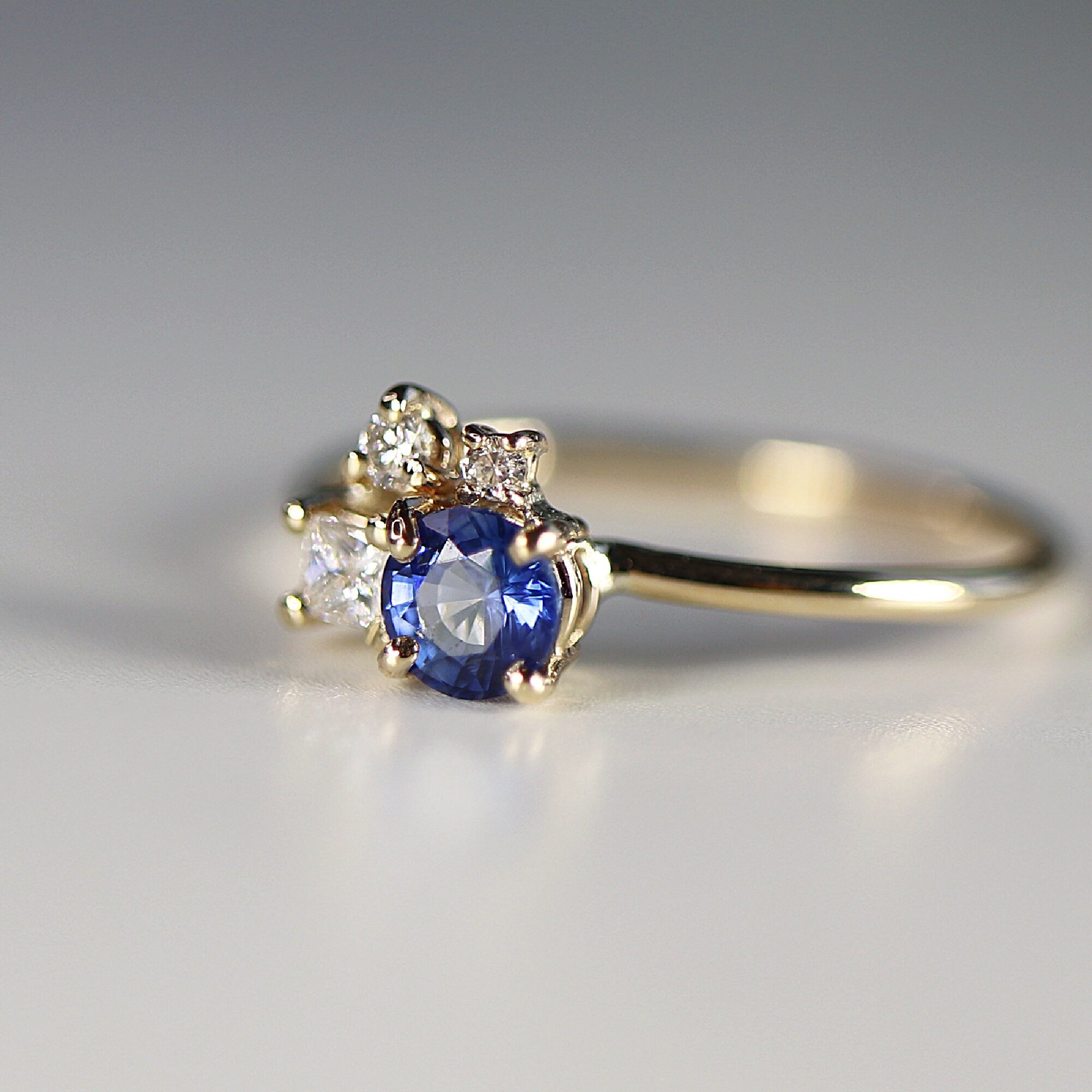 Sapphire Cluster Engagement Ring